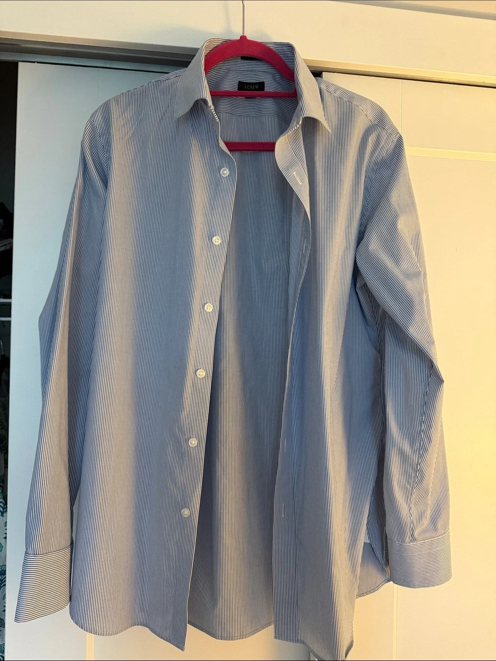 J. Crew Men's Light Blue Pinstripe Dress Shirt